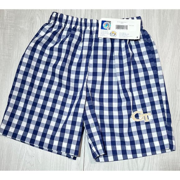 Vive La Fete blue gingham shorts GT Georgia Tech Yellow Jackets 5 NWT - Picture 1 of 4